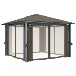 Acquista Gazebo con Tende e Luci LED 300x300 cm Grigio Talpa Alluminio con riferimento GHV-3070334 della ditta GARDENHOME