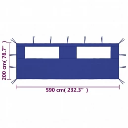 Acquista Parete con Finestre per Gazebo 6x2 m Blu con riferimento GHV-3070414 della ditta GARDENHOME
