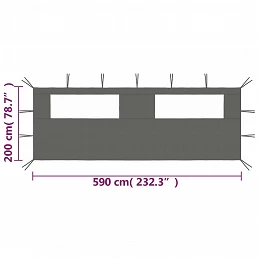 Acquista Parete con Finestre per Gazebo 6x2 m Antracite con riferimento GHV-3070415 della ditta GARDENHOME