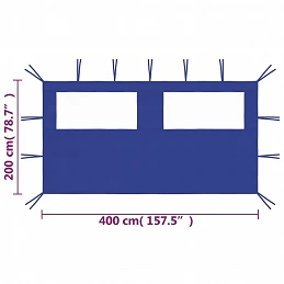 Acquista Parete con Finestre per Gazebo 4x2 m Blu con riferimento GHV-3070422 della ditta GARDENHOME