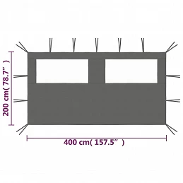 Acquista Parete con Finestre per Gazebo 4x2 m Antracite con riferimento GHV-3070423 della ditta GARDENHOME