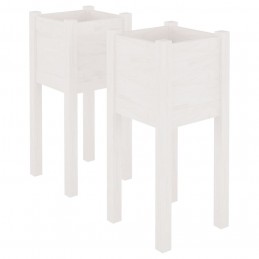 Acquista Fioriere da Giardino 2 pz Bianche 31x31x70 cm in Legno di Pino con riferimento GHV-810782 della ditta GARDENHOME
