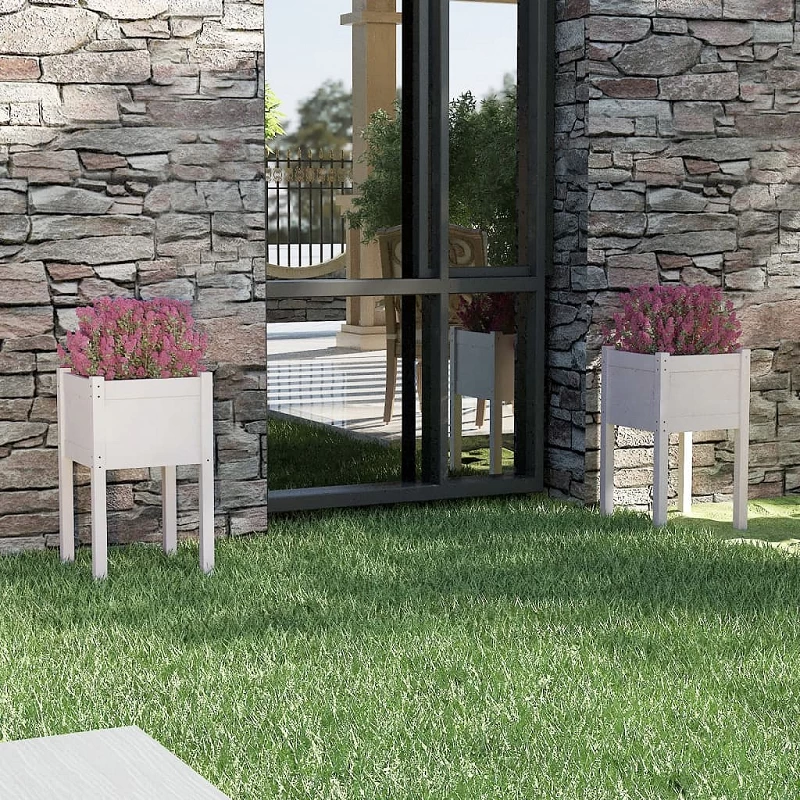 Acquista Fioriere da Giardino 2 pz Bianche 40x40x70 cm in Legno di Pino con riferimento GHV-810792 della ditta GARDENHOME