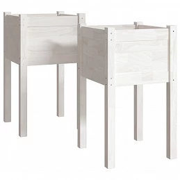 Acquista Fioriere da Giardino 2 pz Bianche 40x40x70 cm in Legno di Pino con riferimento GHV-810792 della ditta GARDENHOME