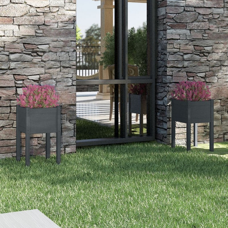 Acquista Fioriere da Giardino 2 pz Grigie 40x40x70 cm in Legno di Pino con riferimento GHV-810794 della ditta GARDENHOME