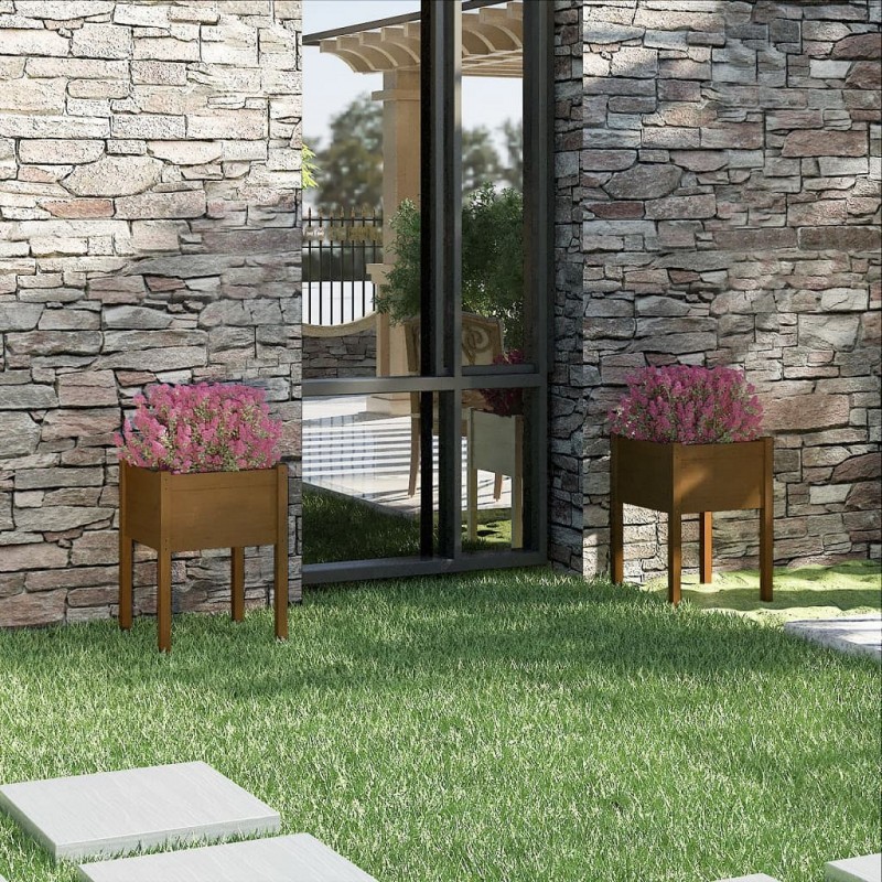 Acquista Fioriere da Giardino 2 pz Miele 50x50x70 cm Massello di Pino con riferimento GHV-810806 della ditta GARDENHOME