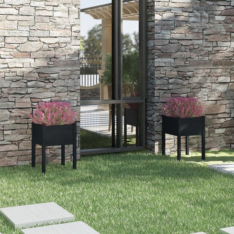 Acquista Fioriere da Giardino 2 pz Nere 50x50x70 cm in Massello di Pino con riferimento GHV-810808 della ditta GARDENHOME