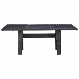 Acquista Tavolo da Giardino Nero 200x100x74 cm in Vetro e Polyrattan con riferimento GHV-310145 della ditta GARDENHOME