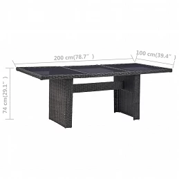 Acquista Tavolo da Giardino Nero 200x100x74 cm in Vetro e Polyrattan con riferimento GHV-310145 della ditta GARDENHOME