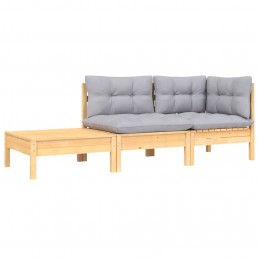 Acquista Set Divani da Giardino 3 pz con Cuscini Grigi Massello di Pino con riferimento GHV-806669 della ditta GARDENHOME