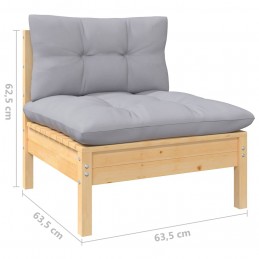 Acquista Set Divani da Giardino 3 pz con Cuscini Grigi Massello di Pino con riferimento GHV-806669 della ditta GARDENHOME