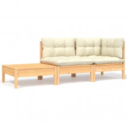 Acquista Set Divani da Giardino 3 pz con Cuscini Crema Massello di Pino con riferimento GHV-806670 della ditta GARDENHOME