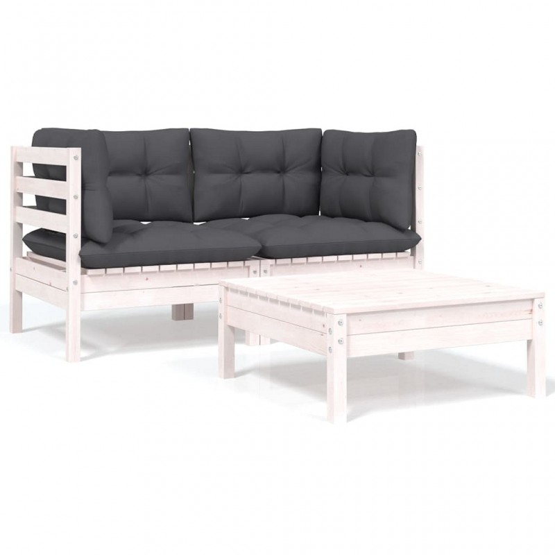 Acquista Set Divani da Giardino 3 pz con Cuscini Bianco in Massello Pino con riferimento GHV-806677 della ditta GARDENHOME