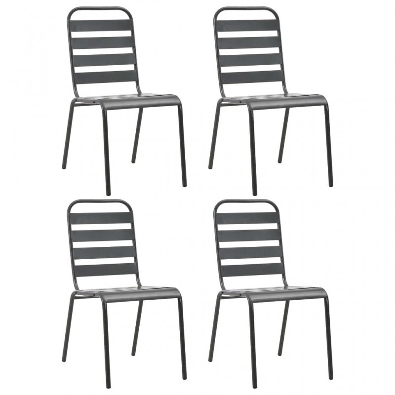 Acquista Sedie da Esterno 4 pz Design a Doghe in Acciaio Grigio Scuro con riferimento GHV-310155 della ditta GARDENHOME
