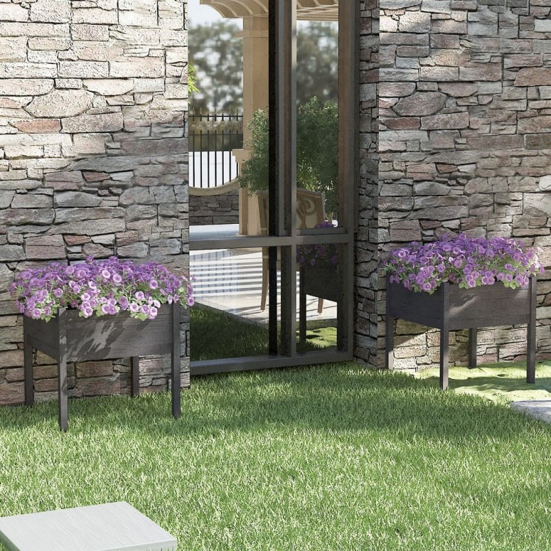 Acquista Fioriere da Giardino 2 pz Grigie 70x70x70 cm in Legno di Pino con riferimento GHV-810814 della ditta GARDENHOME
