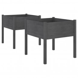 Acquista Fioriere da Giardino 2 pz Grigie 70x70x70 cm in Legno di Pino con riferimento GHV-810814 della ditta GARDENHOME