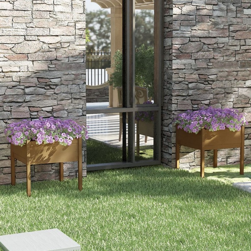 Acquista Fioriere da Giardino 2 pz Miele 70x70x70 cm in Massello di Pino con riferimento GHV-810816 della ditta GARDENHOME