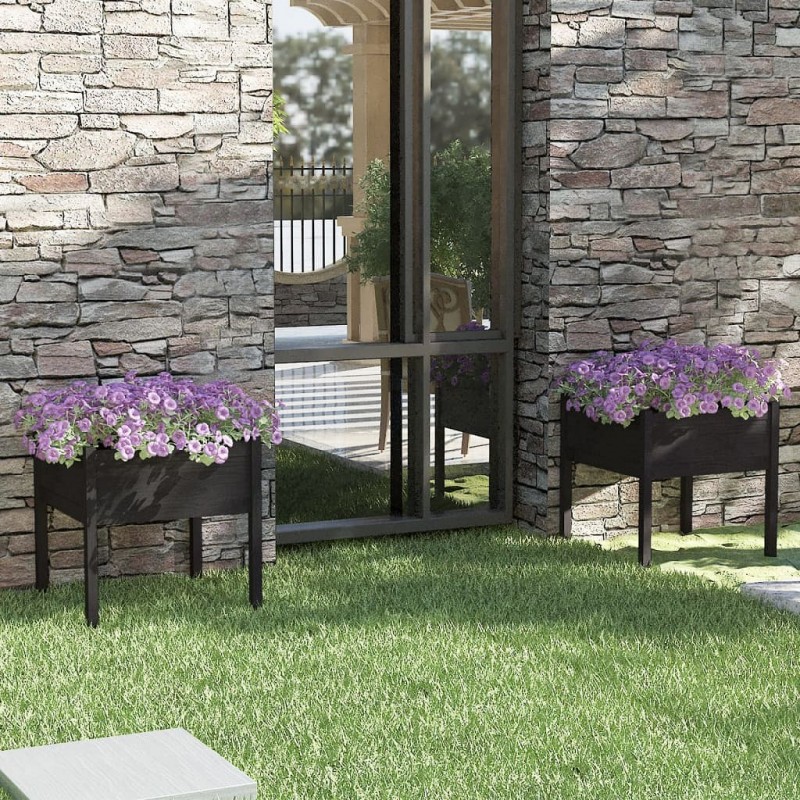 Acquista Fioriere da Giardino 2 pz Nere 70x70x70 cm in Massello di Pino con riferimento GHV-810818 della ditta GARDENHOME