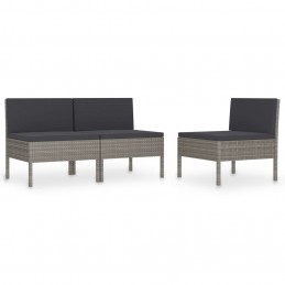 Acquista Sedie da Giardino 3 pz con Cuscini in Polyrattan Grigio con riferimento GHV-310192 della ditta GARDENHOME