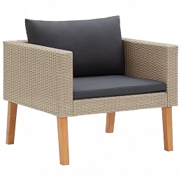 Acquista Divano da Giardino Singolo con Cuscini in Polyrattan Beige con riferimento GHV-310219 della ditta GARDENHOME