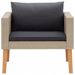 Acquista Divano da Giardino Singolo con Cuscini in Polyrattan Beige con riferimento GHV-310219 della ditta GARDENHOME