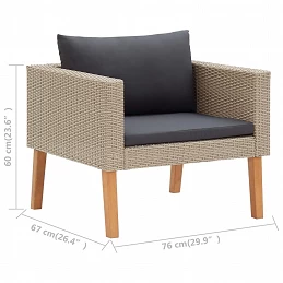 Acquista Divano da Giardino Singolo con Cuscini in Polyrattan Beige con riferimento GHV-310219 della ditta GARDENHOME