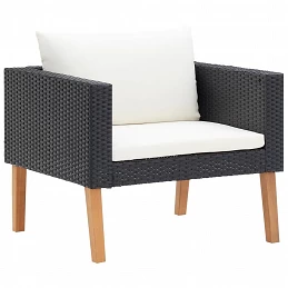 Acquista Divano da Giardino Singolo con Cuscini in Polyrattan Nero con riferimento GHV-310220 della ditta GARDENHOME