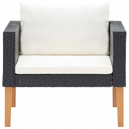 Acquista Divano da Giardino Singolo con Cuscini in Polyrattan Nero con riferimento GHV-310220 della ditta GARDENHOME