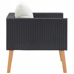 Acquista Divano da Giardino Singolo con Cuscini in Polyrattan Nero con riferimento GHV-310220 della ditta GARDENHOME