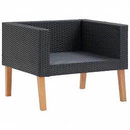 Acquista Divano da Giardino Singolo con Cuscini in Polyrattan Nero con riferimento GHV-310220 della ditta GARDENHOME