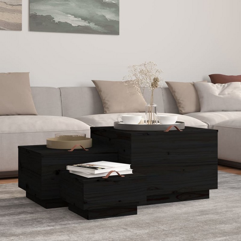 Acquista Contenitori Portaoggetti Coperchi 3pz Neri Legno Massello Pino con riferimento GHV-818249 della ditta GARDENHOME