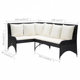 Acquista Divani Angolari da Giardino 2 pz in Polyrattan Nero con riferimento GHV-310224 della ditta GARDENHOME
