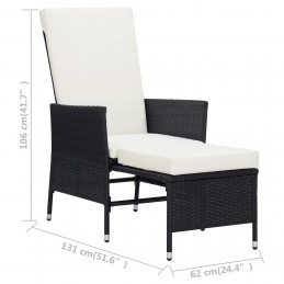 Acquista Sedia da Giardino Reclinabile con Cuscino in Polyrattan Nero con riferimento GHV-310228 della ditta GARDENHOME