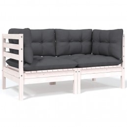 Acquista Divano da Giardino a 2 Posti con Cuscini Bianco Legno di Pino con riferimento GHV-806647 della ditta GARDENHOME