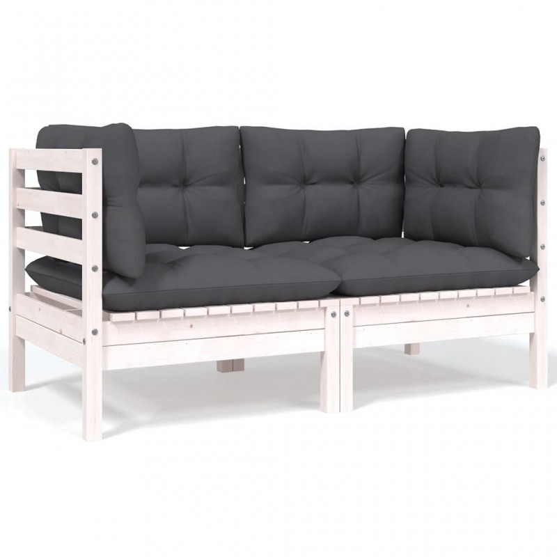 Acquista Divano da Giardino a 2 Posti con Cuscini Bianco Legno di Pino con riferimento GHV-806647 della ditta GARDENHOME