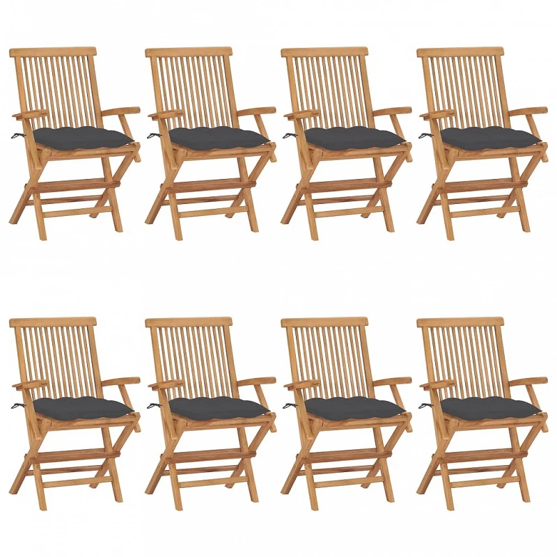 Acquista Sedie da Giardino con Cuscini Antracite 8 pz in Massello di Teak con riferimento GHV-3072904 della ditta GARDENHOME