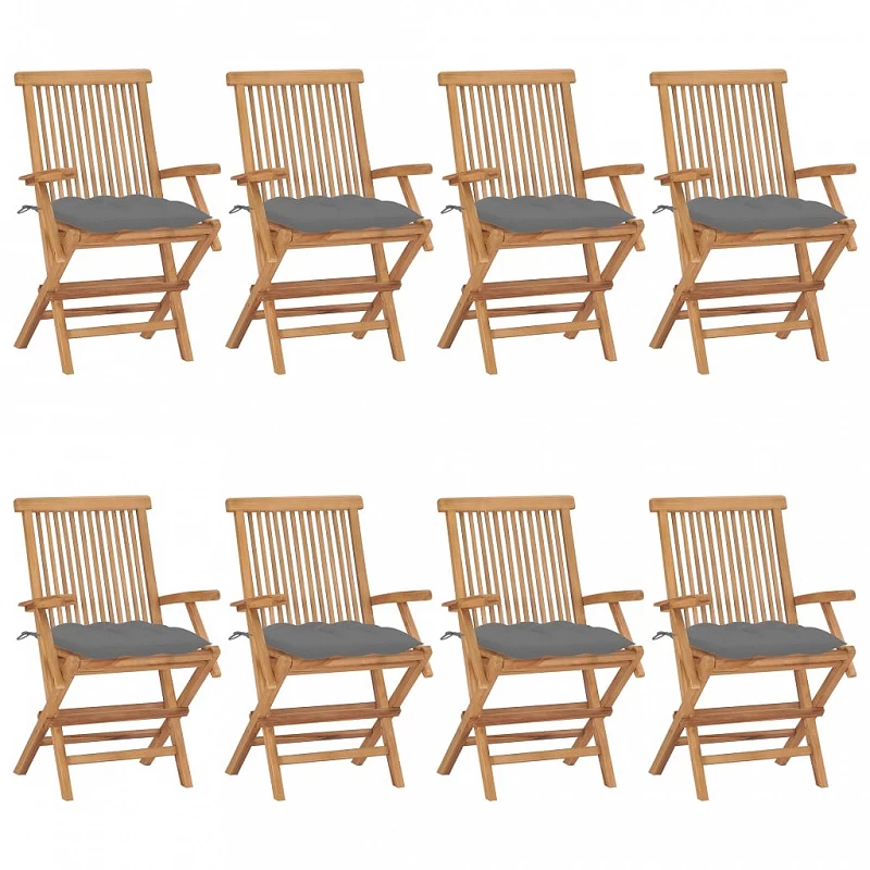 Acquista Sedie da Giardino con Cuscini Grigi 8 pz in Massello di Teak con riferimento GHV-3072905 della ditta GARDENHOME