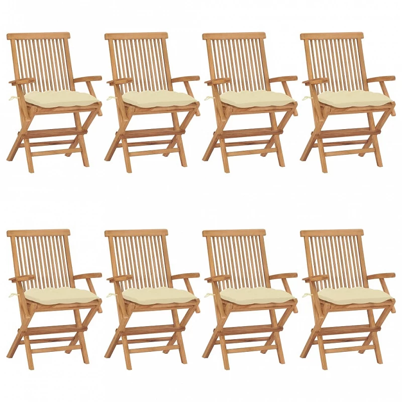 Acquista Sedie da Giardino e Cuscini Bianco Crema 8 pz Massello di Teak con riferimento GHV-3072906 della ditta GARDENHOME
