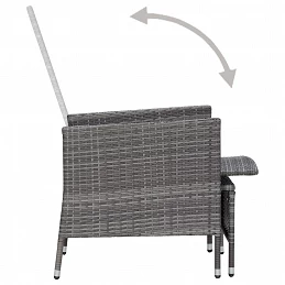 Acquista Sedia da Giardino Reclinabile con Cuscino in Polyrattan Grigio con riferimento GHV-310230 della ditta GARDENHOME