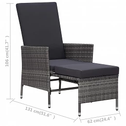 Acquista Sedia da Giardino Reclinabile con Cuscino in Polyrattan Grigio con riferimento GHV-310230 della ditta GARDENHOME