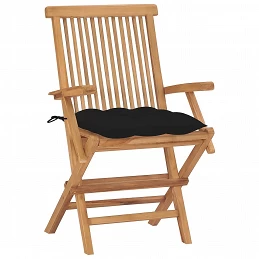 Acquista Sedie da Giardino con Cuscini Neri 8 pz in Massello di Teak con riferimento GHV-3072911 della ditta GARDENHOME