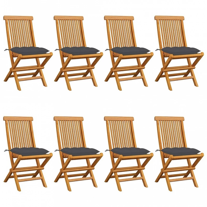 Acquista Sedie da Giardino con Cuscini Antracite 8 pz Massello di Teak con riferimento GHV-3072932 della ditta GARDENHOME