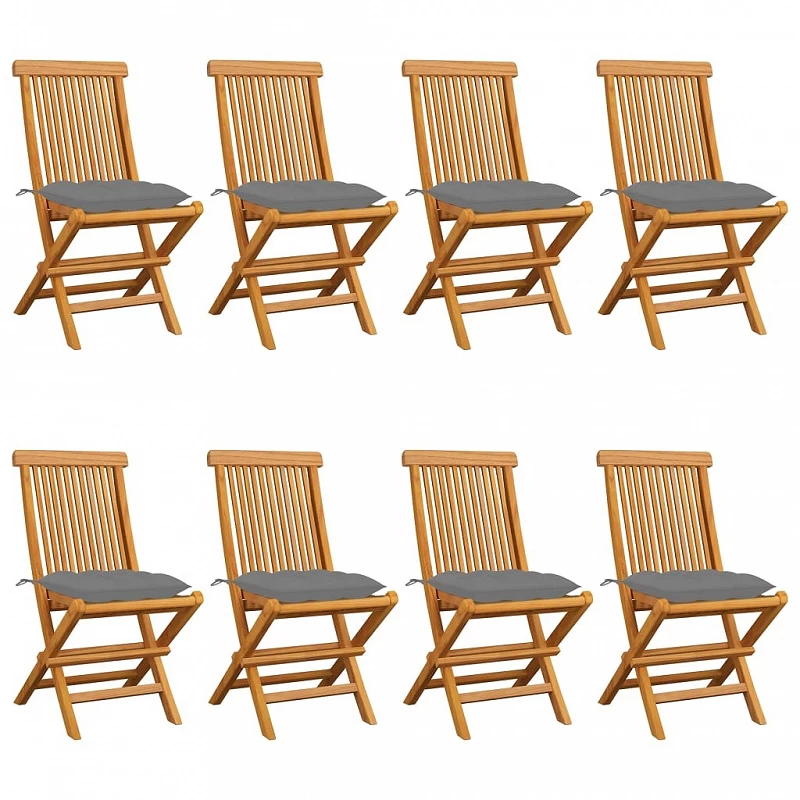Acquista Sedie da Giardino e Cuscini Grigi 8 pz Massello di Teak con riferimento GHV-3072933 della ditta GARDENHOME