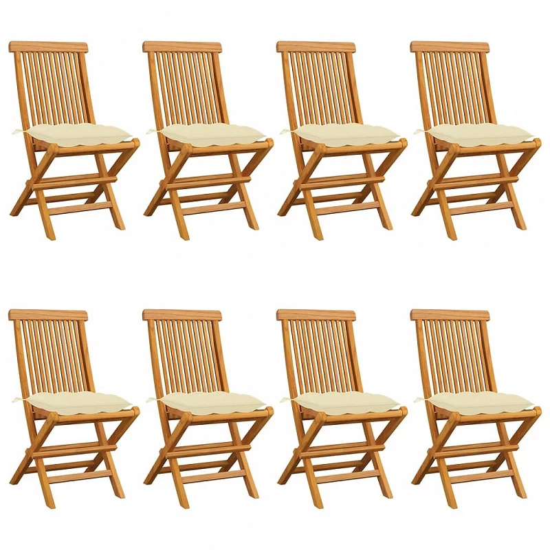 Acquista Sedie da Giardino e Cuscini Bianco Crema 8 pz Massello di Teak con riferimento GHV-3072934 della ditta GARDENHOME