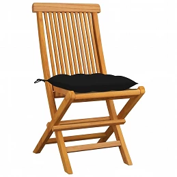 Acquista Sedie da Giardino con Cuscini Neri 8 pz in Massello di Teak con riferimento GHV-3072939 della ditta GARDENHOME