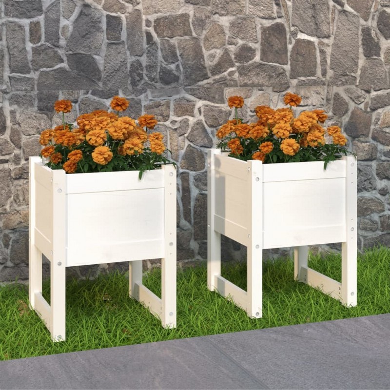 Acquista Fioriere 2 pz Bianche 40x40x52,5 cm in Legno Massello di Pino con riferimento GHV-822110 della ditta GARDENHOME