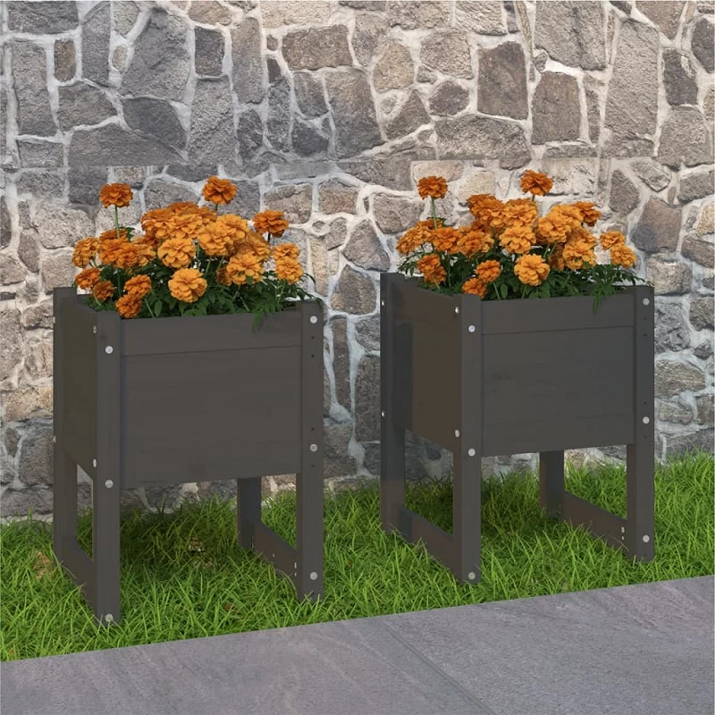 Acquista Fioriere 2 pz Grigio 40x40x52,5 cm in Legno Massello di Pino con riferimento GHV-822112 della ditta GARDENHOME