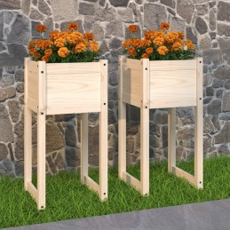 Acquista Fioriere 2 pz Bianche 40x40x81 cm in Legno Massello di Pino con riferimento GHV-822123 della ditta GARDENHOME