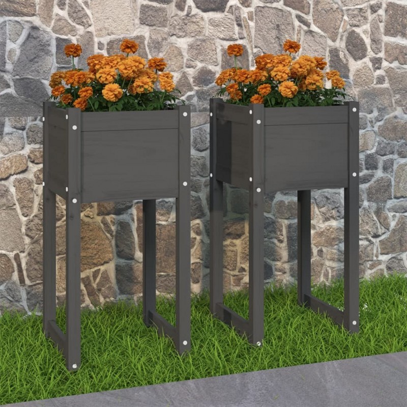 Acquista Fioriere 2 pz Grigio 40x40x81 cm in Legno Massello di Pino con riferimento GHV-822127 della ditta GARDENHOME