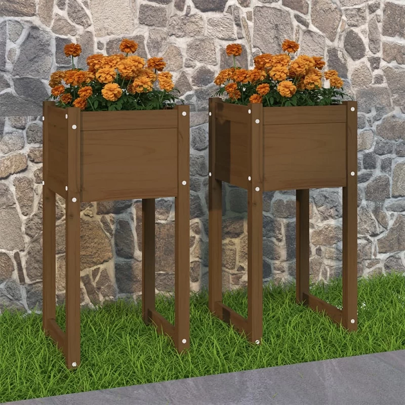 Acquista Fioriere 2 pz Miele 40x40x81 cm in Legno Massello di Pino con riferimento GHV-822129 della ditta GARDENHOME